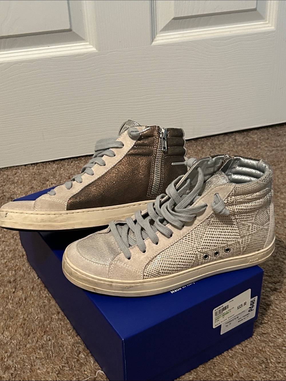 P448 High-Top Casual Sneakers in gold and Metallic Bronze